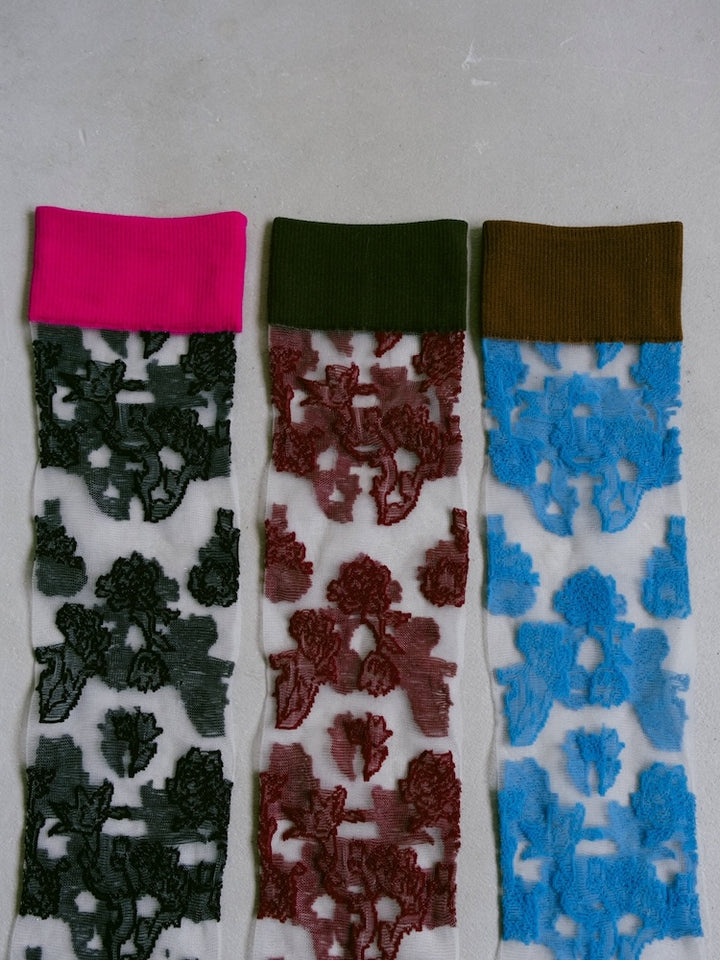 3COLOR FLOWER SEE-THROUGH SOCKS