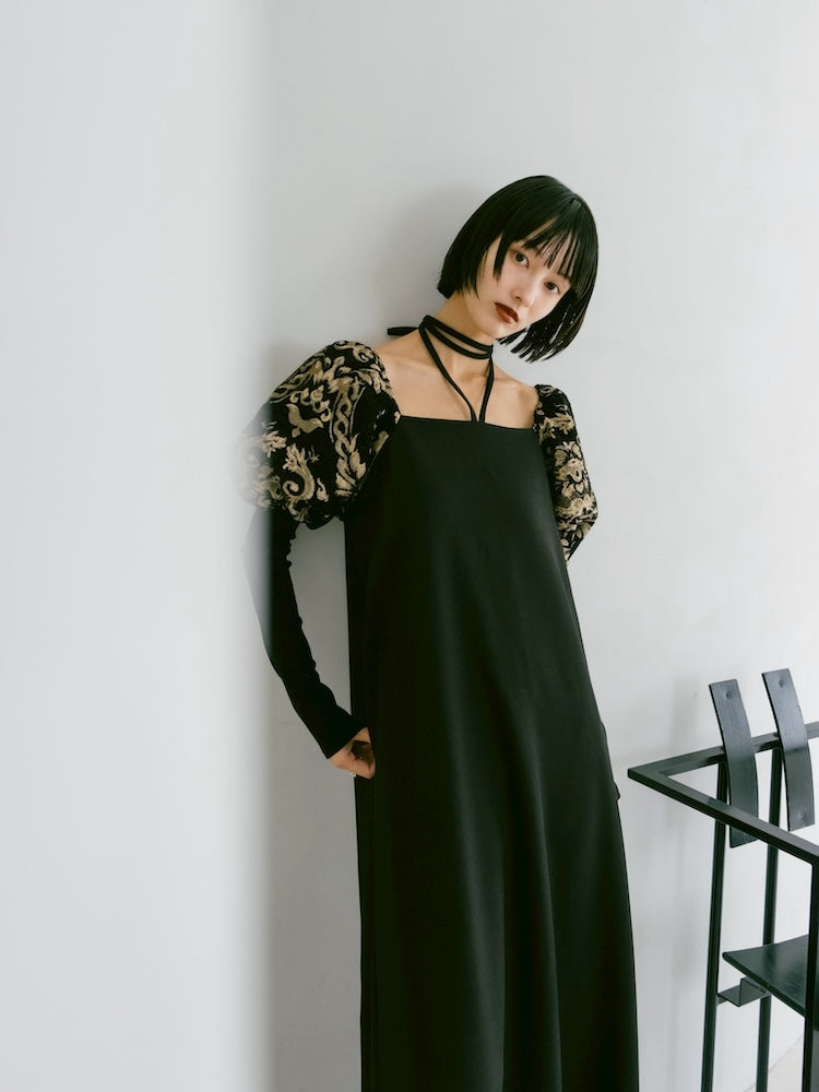 Jacquard Bud Sleeve Dress｜結婚式やお呼ばれドレス｜ジャガード