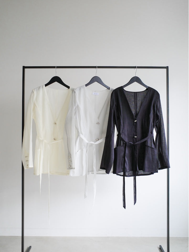 Shaped Button Sheer Jacket