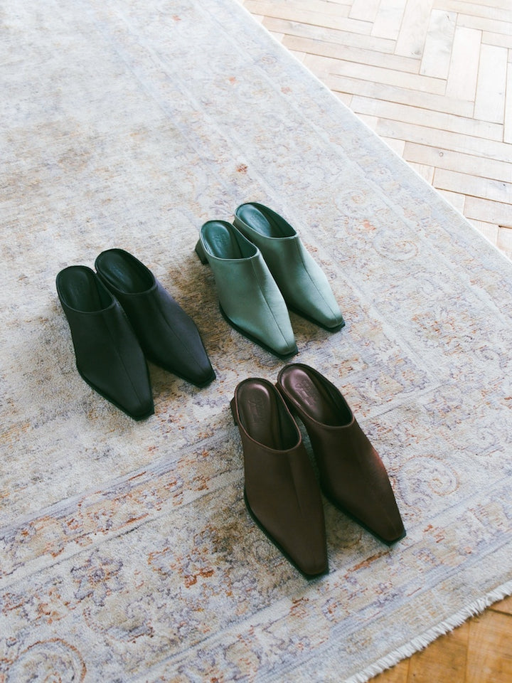 Satin Pointed Toe Mules