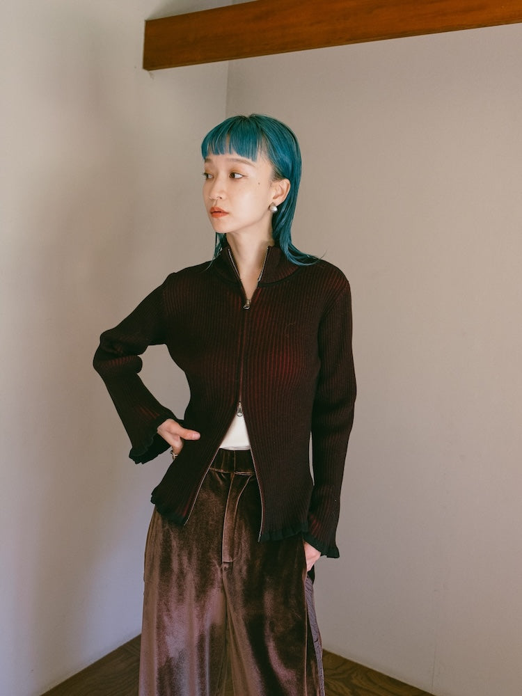 Bicolor Zip Knit Cardigan – MARTE