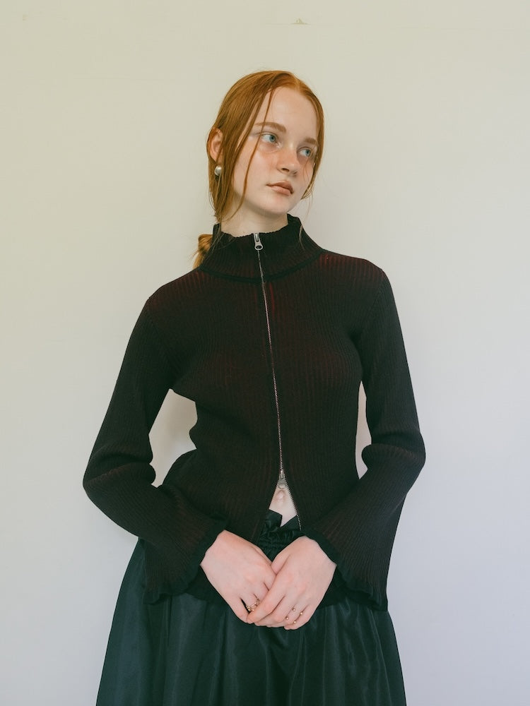 Bicolor Zip Knit Cardigan – MARTE