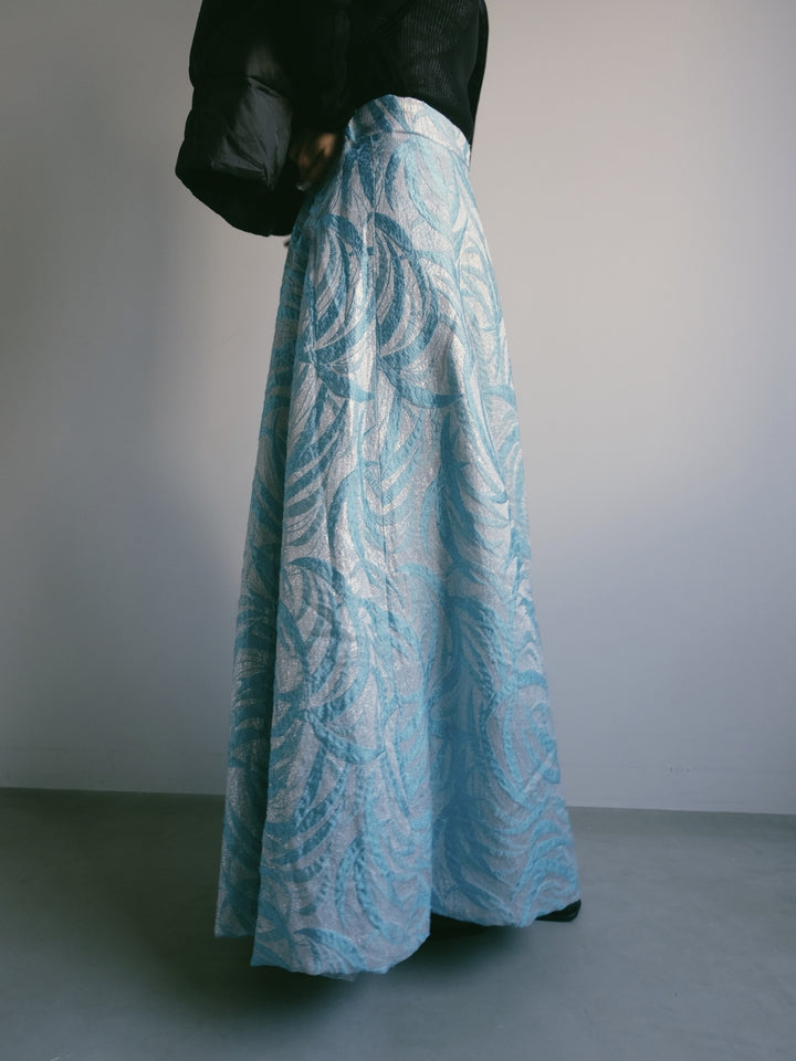 70s Jacquard Long Lame Skirt