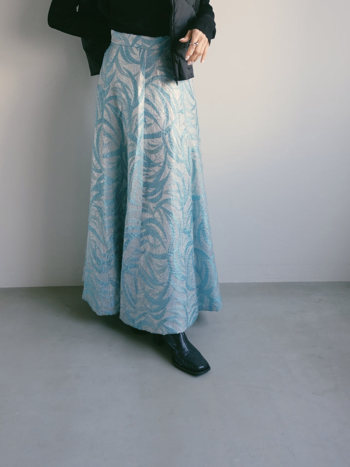 70s Jacquard Long Lame Skirt