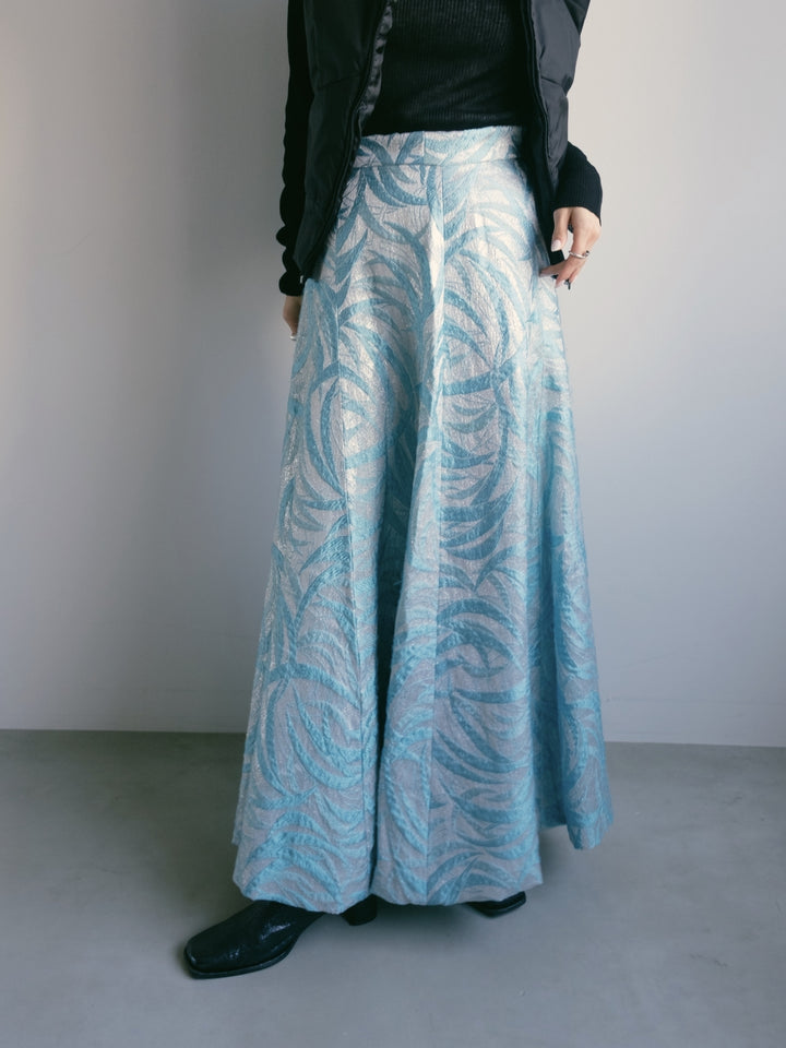 70s Jacquard Long Lame Skirt