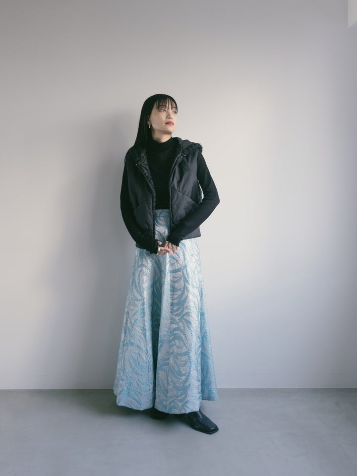 70s Jacquard Long Lame Skirt