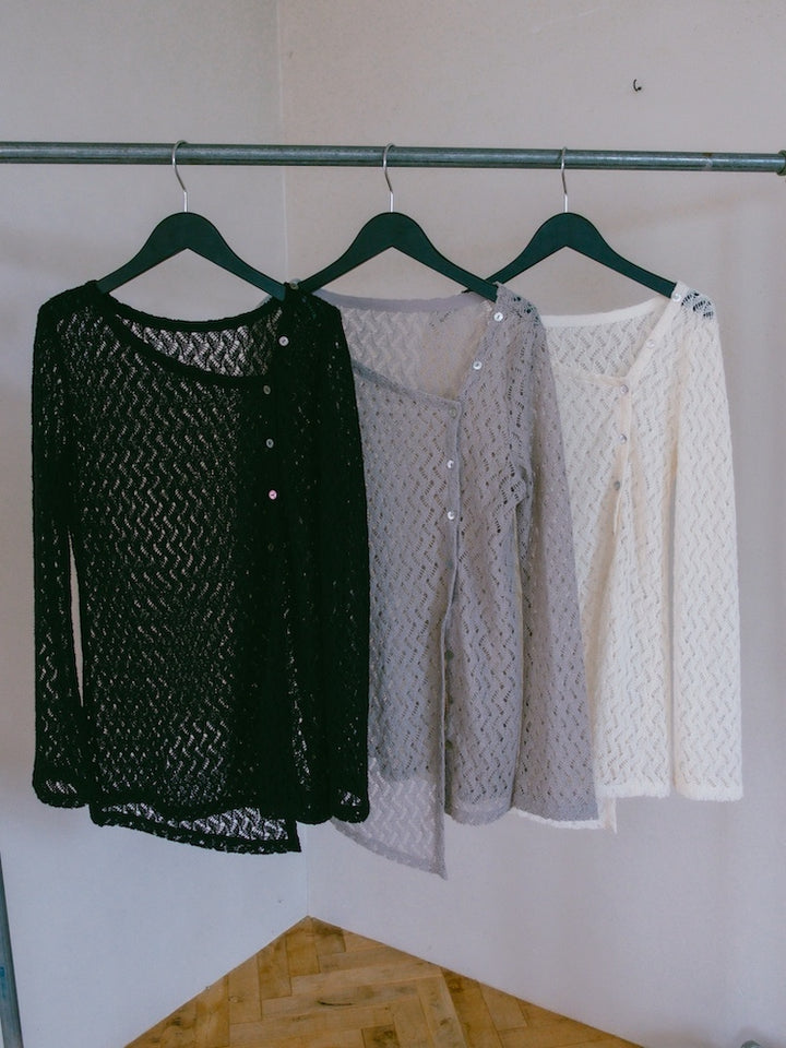 Asymmetry Mesh Cardigan