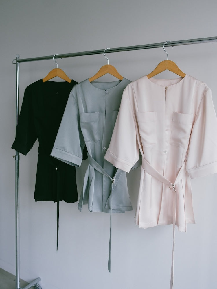 Belted Silky Shirt Jacket