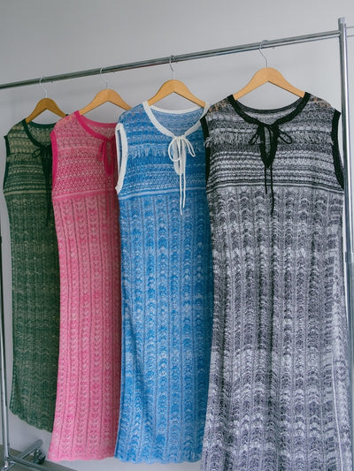 【5月中旬頃 販売予定】Bi-color Sheer Knit Dress