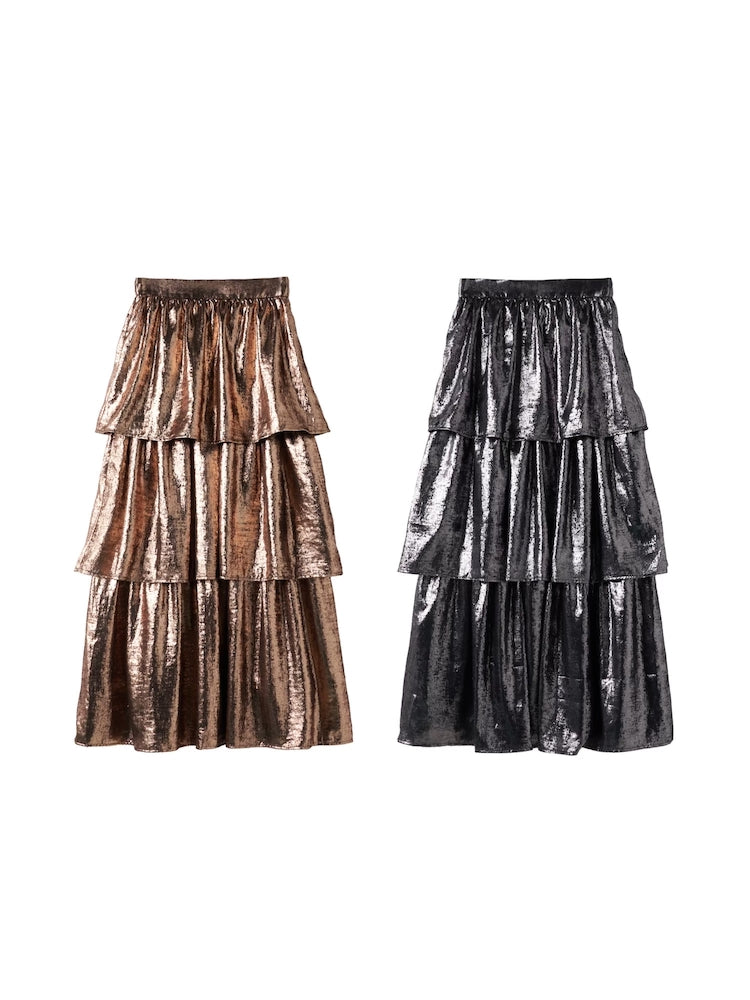 Metallic Tiered Skirt – MARTE