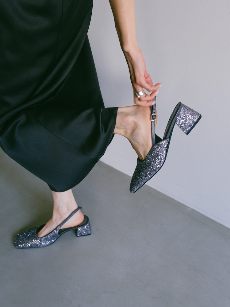 Glitter Sling Back Pumps｜ストラップ付きパンプス – MARTE