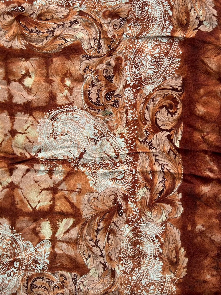 Vintage Scarf / Orange Damask