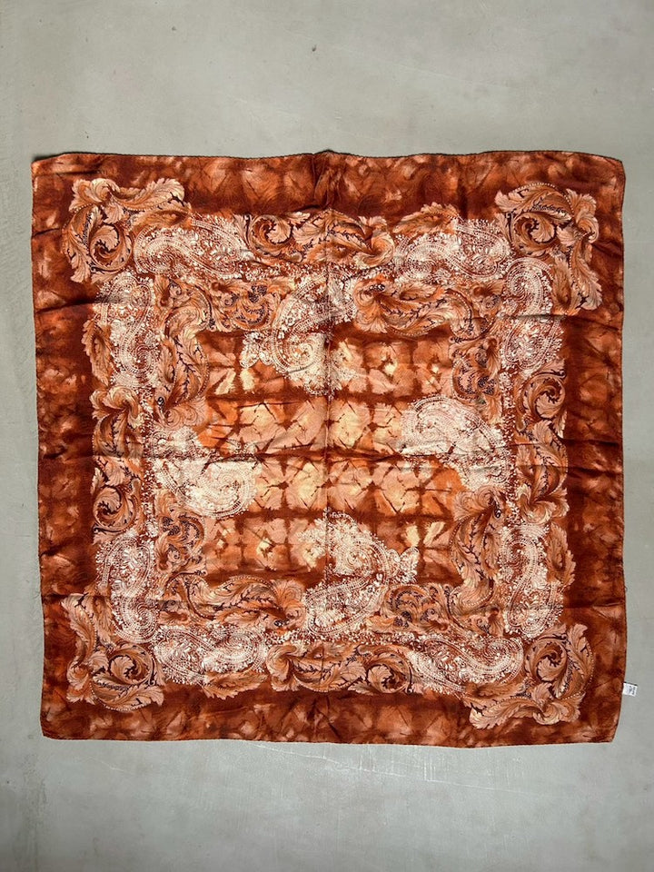 Vintage Scarf / Orange Damask