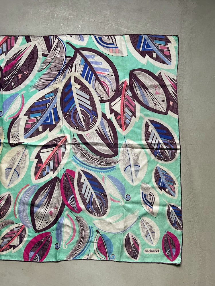 Vintage Scarf / Leaf Mint