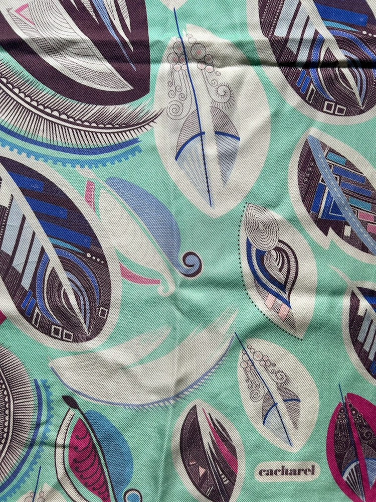 Vintage Scarf / Leaf Mint