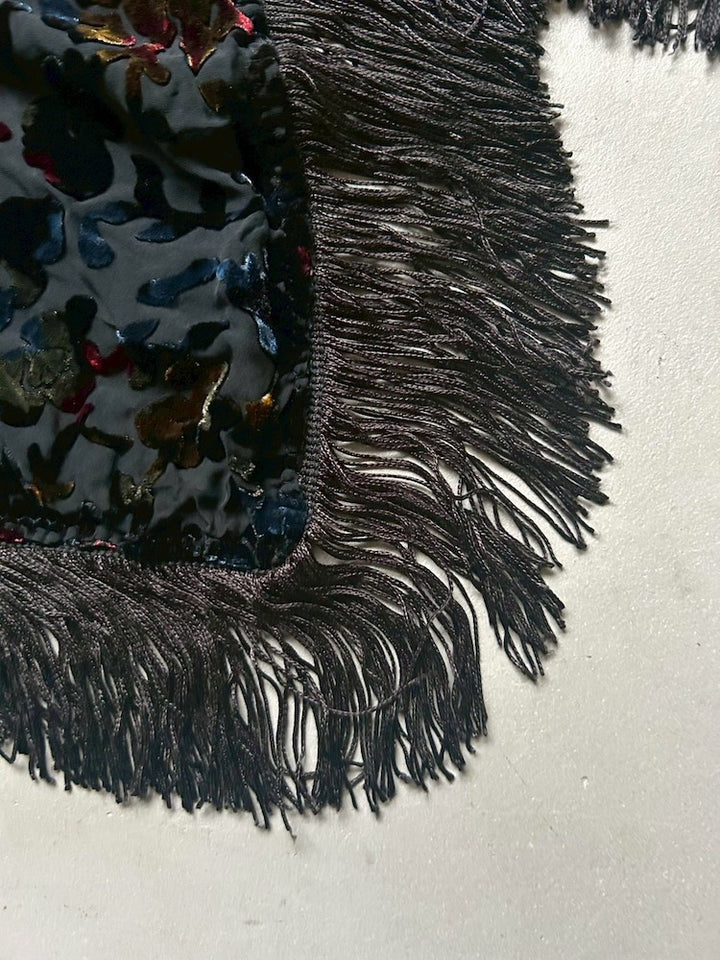 Vintage Scarf / Fringe Velour