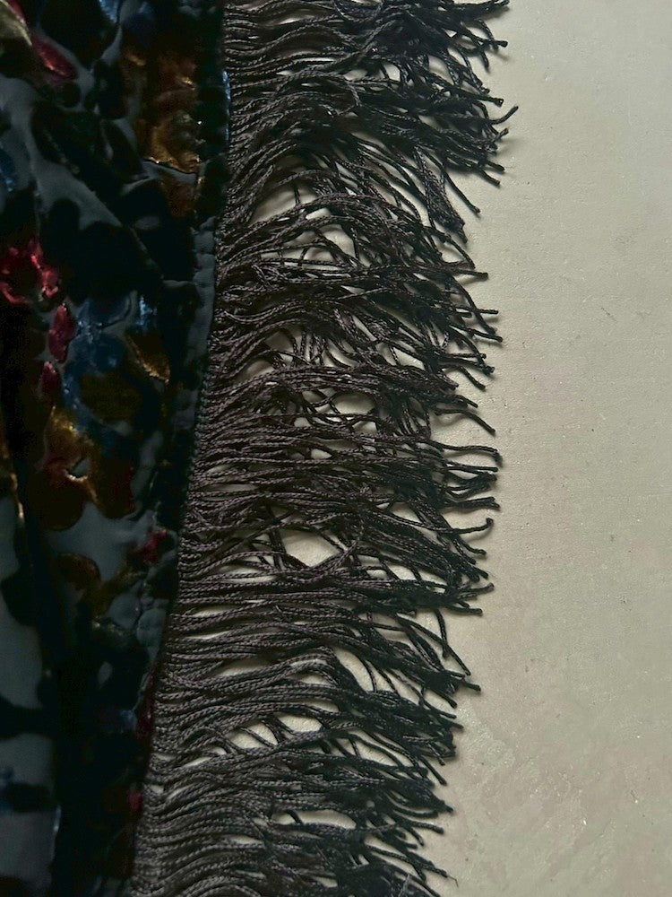 Vintage Scarf / Fringe Velour