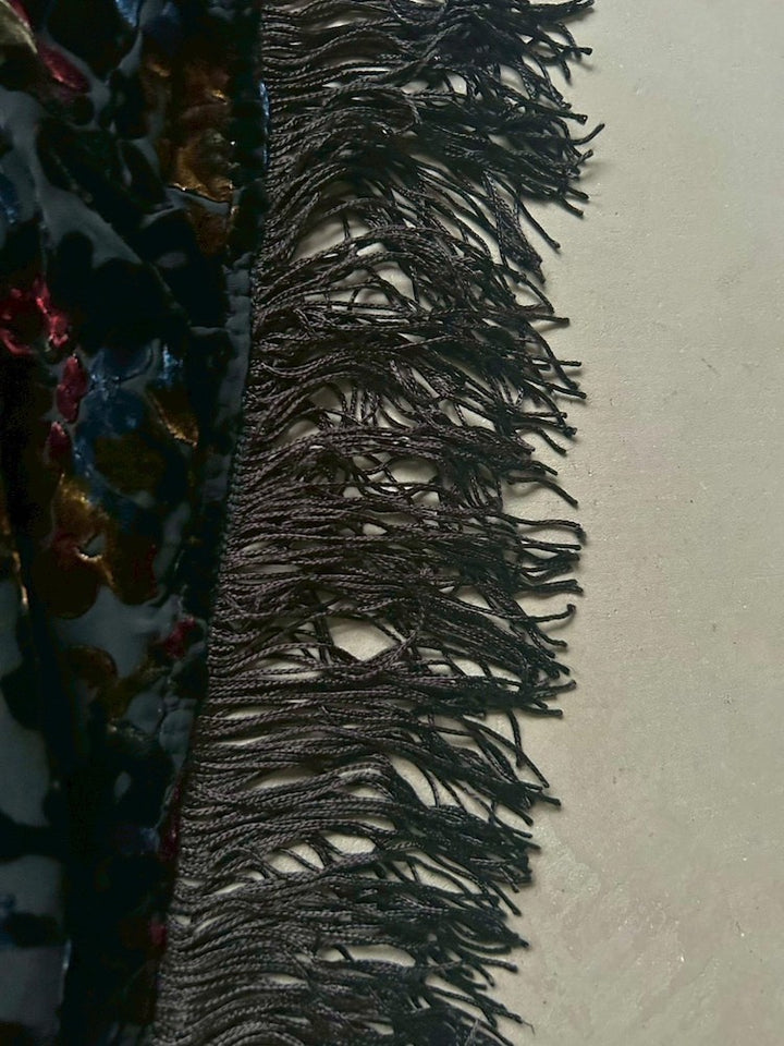Vintage Scarf / Fringe Velour