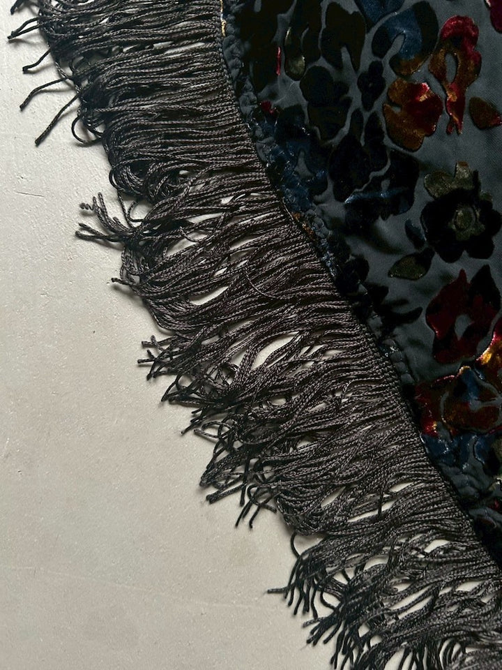 Vintage Scarf / Fringe Velour