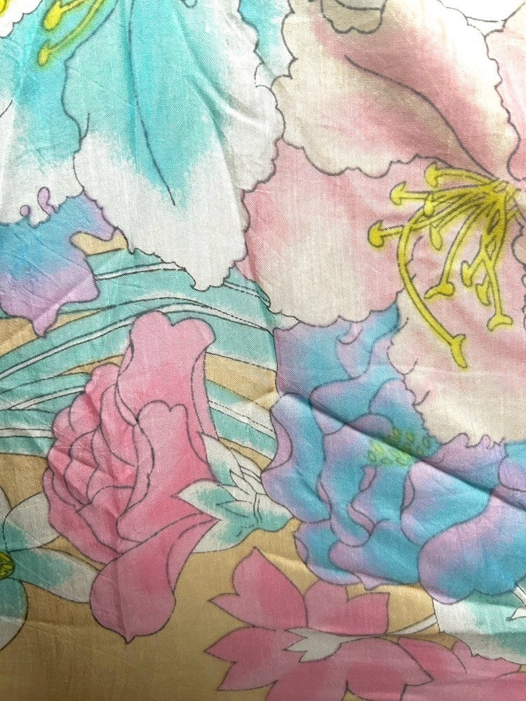 Vintage Scarf / Yellow Botanicals