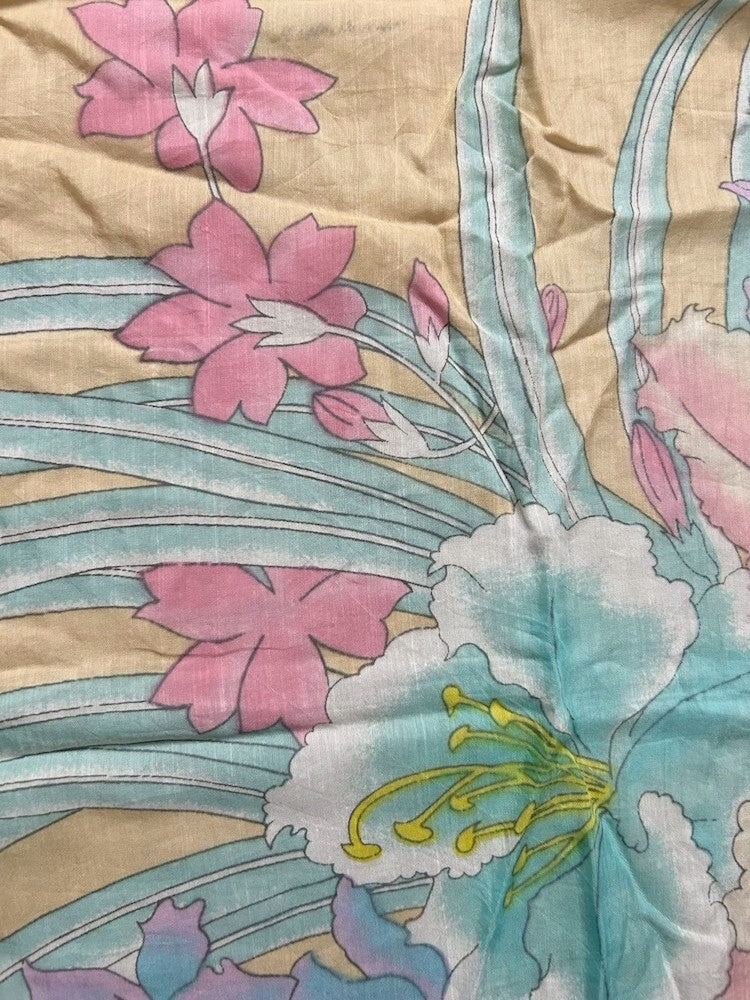 Vintage Scarf / Yellow Botanicals