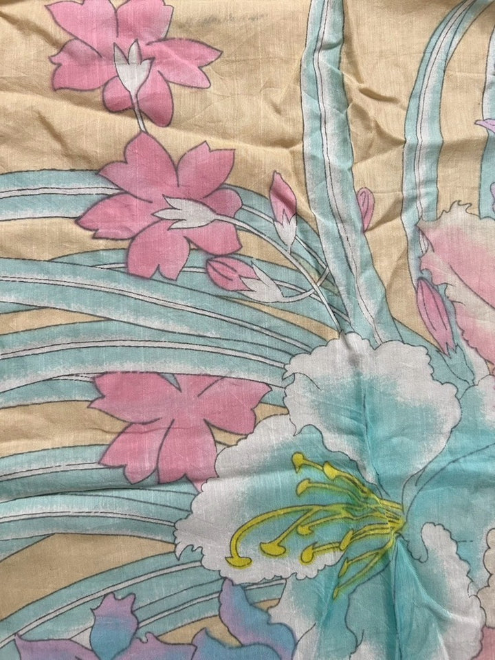 Vintage Scarf / Yellow Botanicals