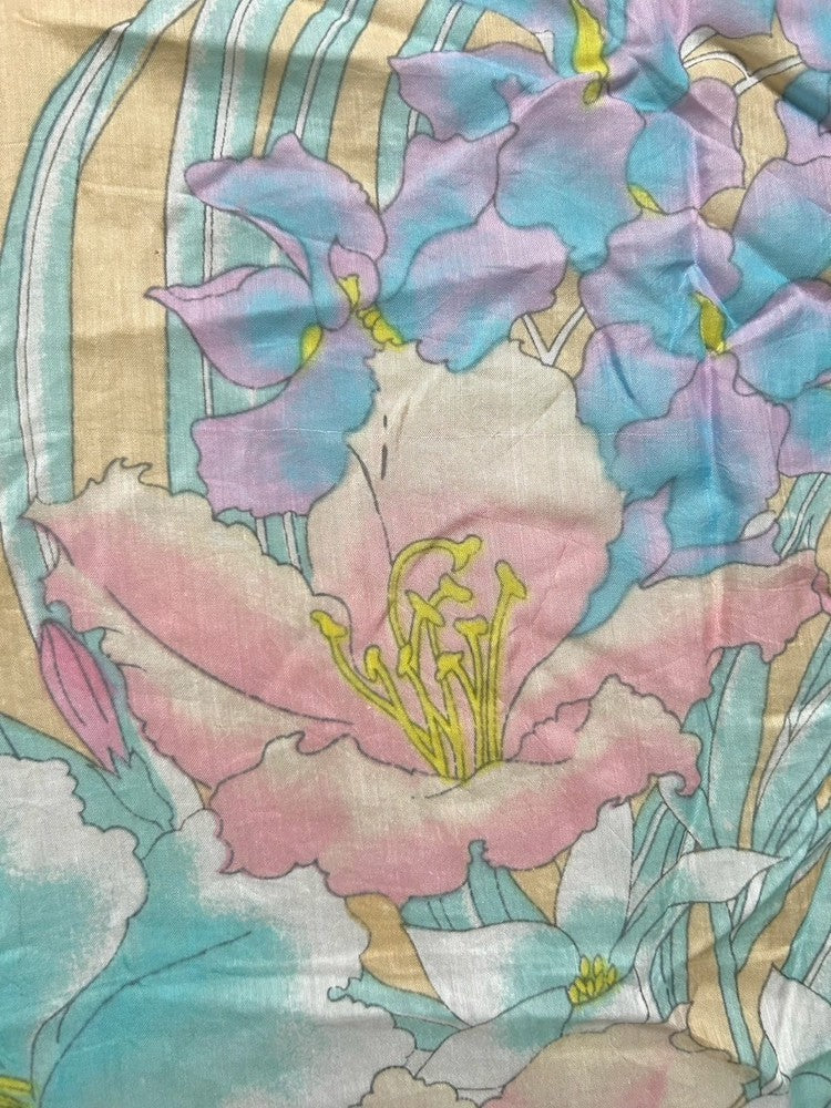 Vintage Scarf / Yellow Botanicals
