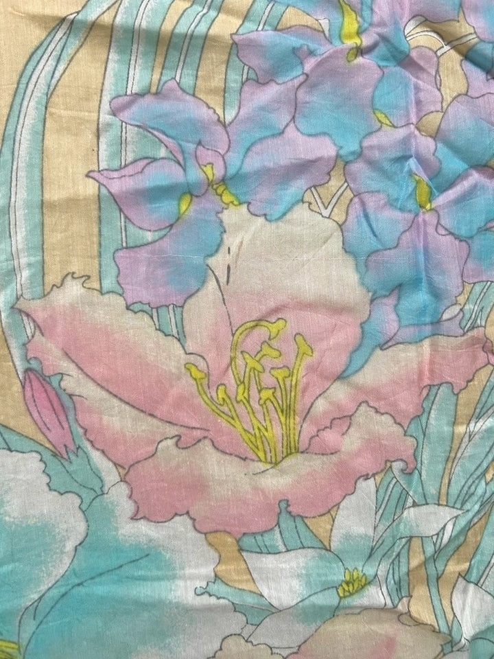 Vintage Scarf / Yellow Botanicals