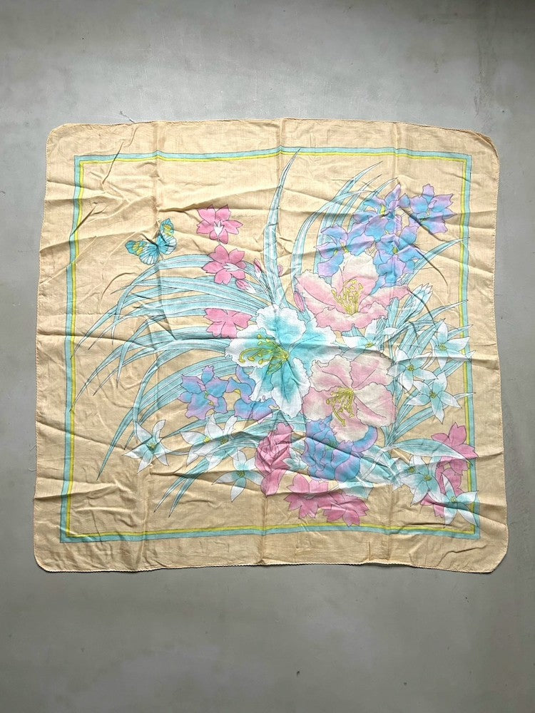 Vintage Scarf / Yellow Botanicals