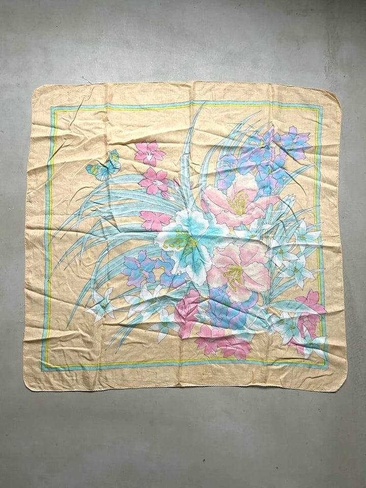 Vintage Scarf / Yellow Botanicals