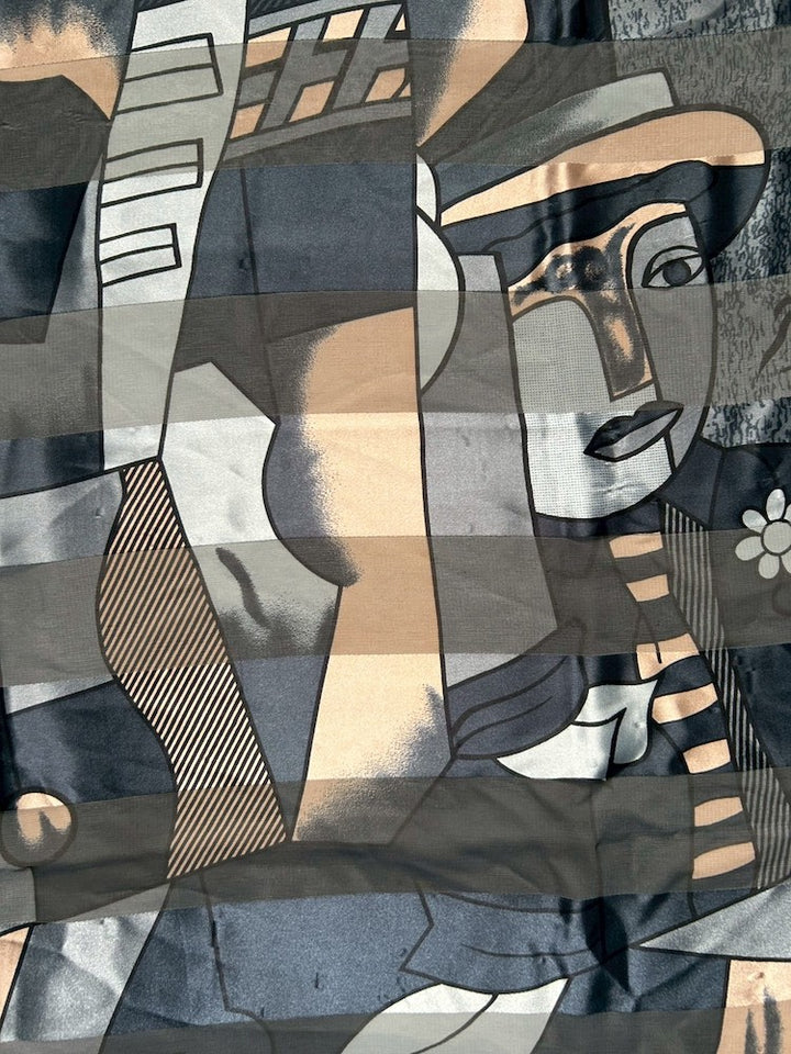 Vintage Scarf / Blue Picasso