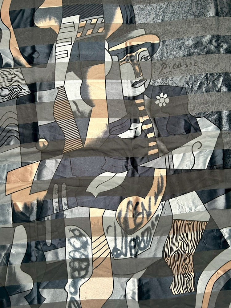 Vintage Scarf / Blue Picasso