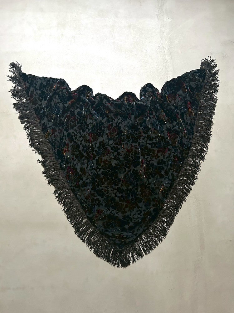 Vintage Scarf / Fringe Velour
