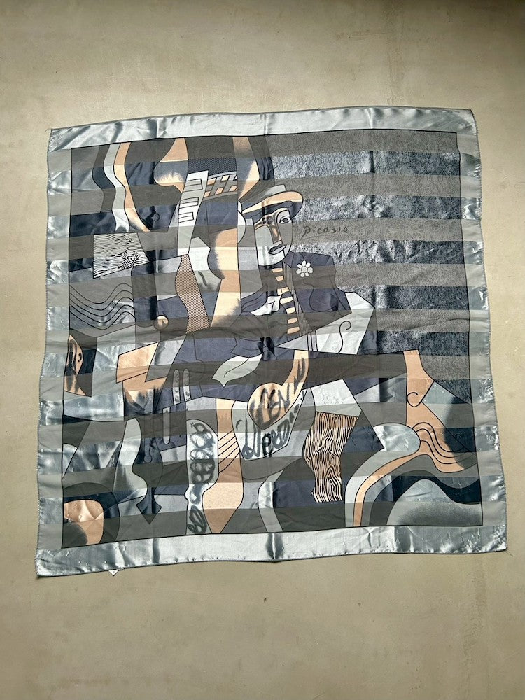 Vintage Scarf / Blue Picasso