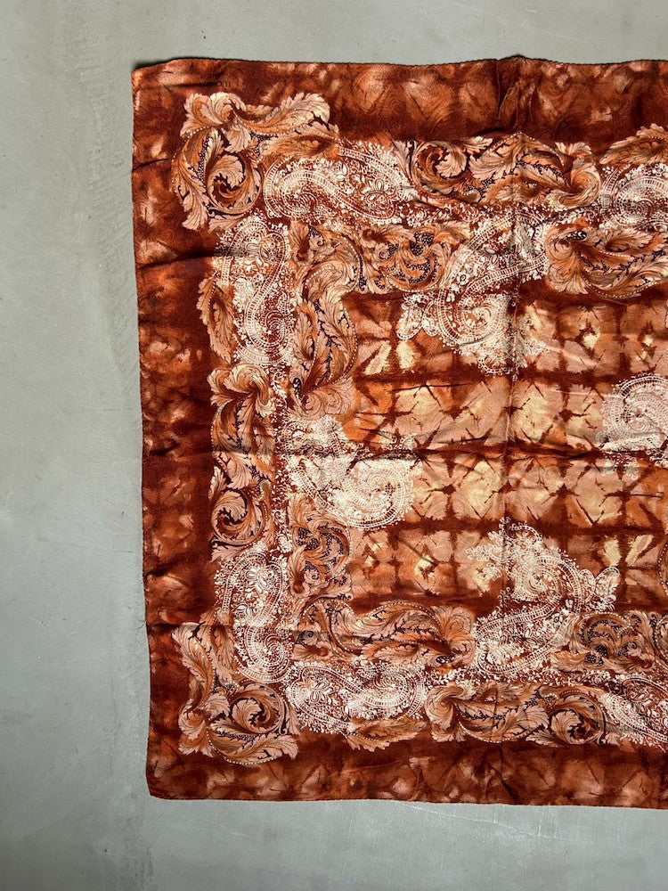 Vintage Scarf / Orange Damask
