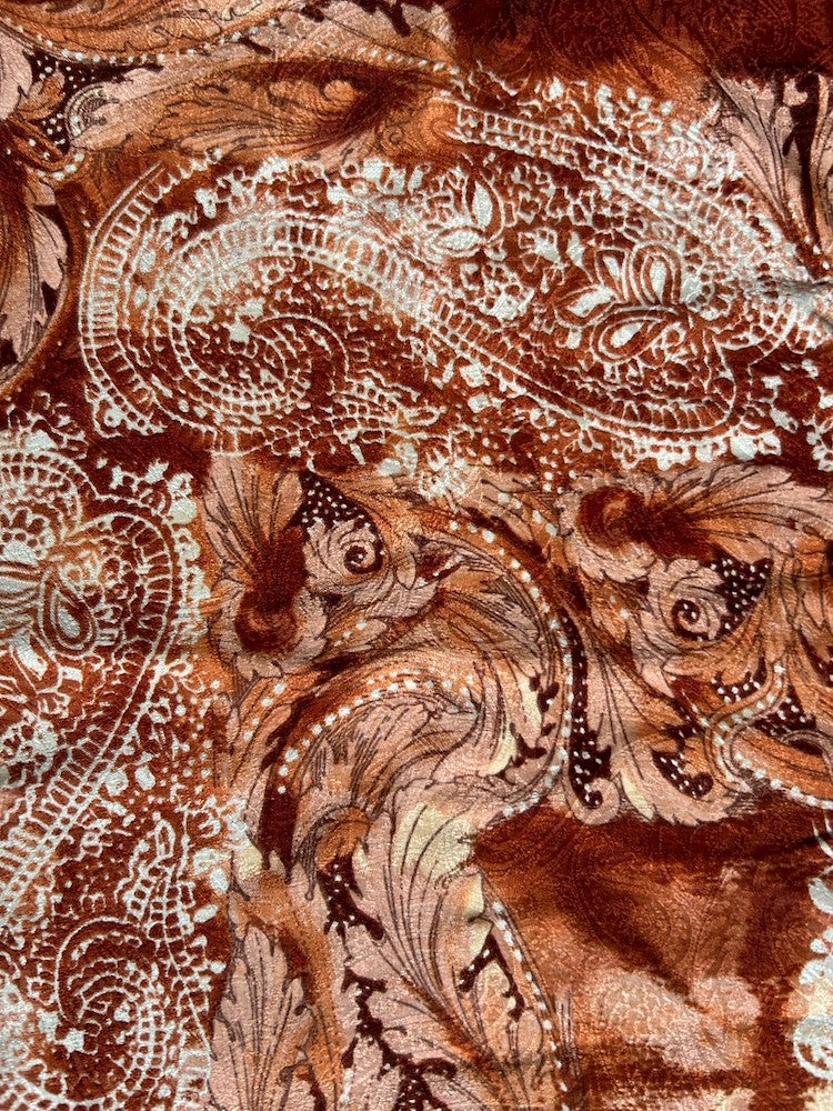 Vintage Scarf / Orange Damask