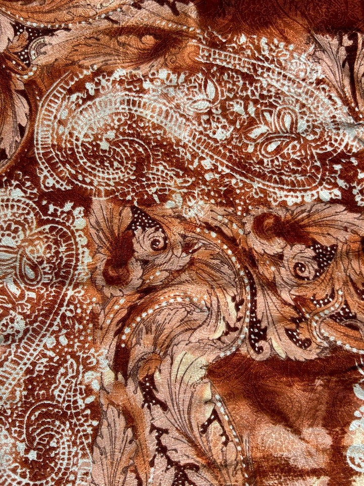 Vintage Scarf / Orange Damask