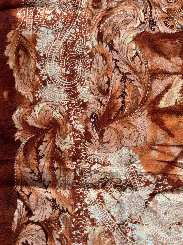 Vintage Scarf / Orange Damask