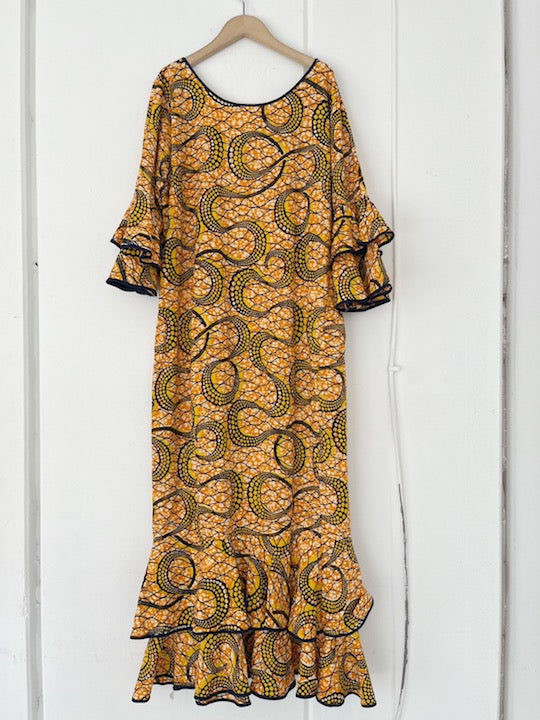 Yellow Frill Batik Dress