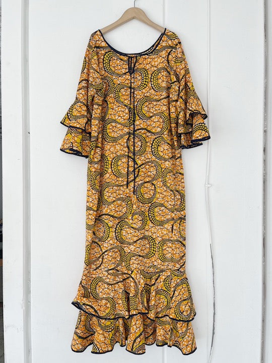 Yellow Frill Batik Dress