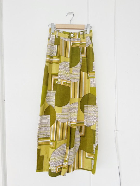 Patchwork Jacquard Pants / Green