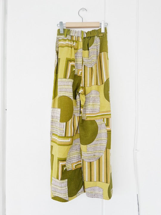 Patchwork Jacquard Pants / Green