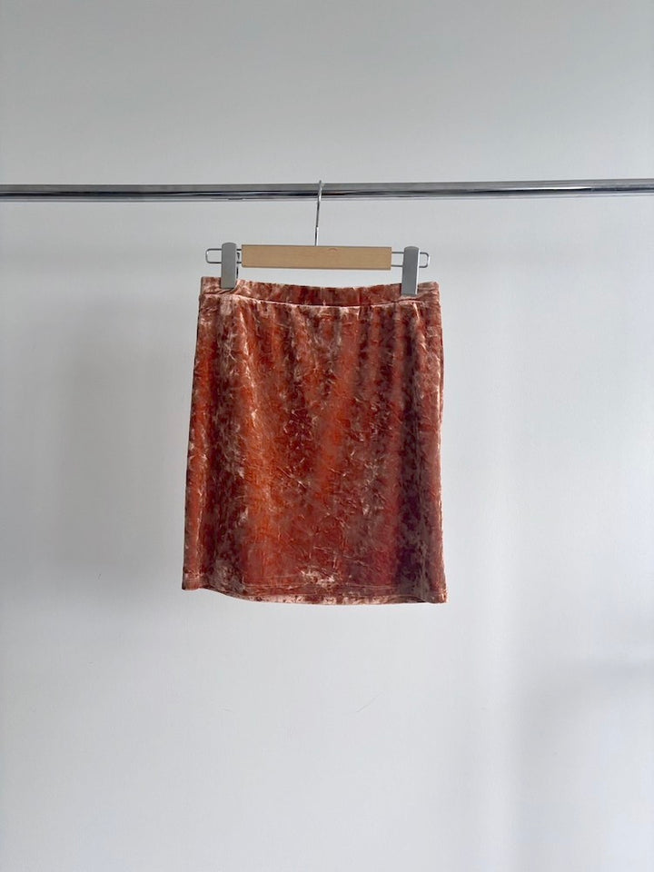 Carrot Velour Mini Skirt