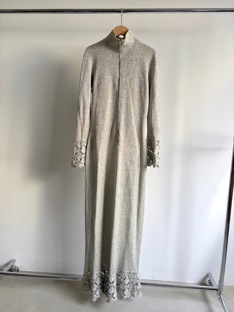 High Neck Silver Lame Dress