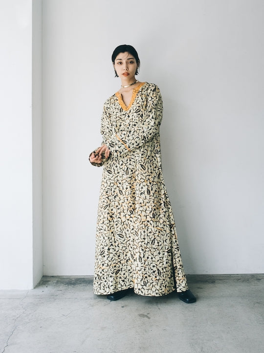 【vintage】MARTE購入 60sタイルテキスタイルワンピース ブルー RUIRUE BOUTIQUE シャツワンピース 夏 レディース オフィス