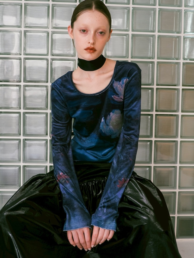 トップス sahara Velour Art Print Top Velour Art Print Tops Inspired by the World of Claude Monet