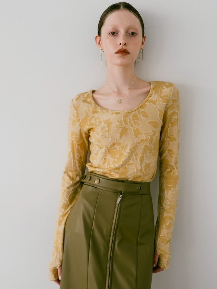 【9月13日(土) 12:00販売開始】Leaf Emboss Long Sleeve Top