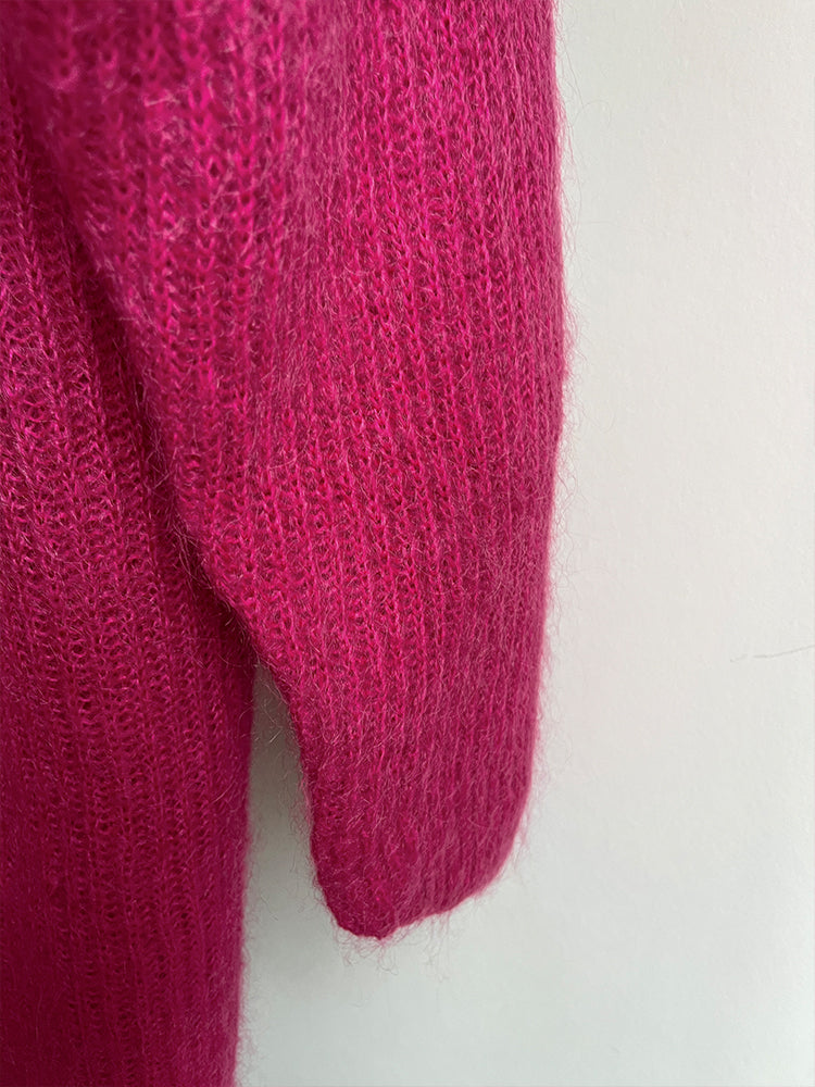 Acrylic Mohair Magenta Knit