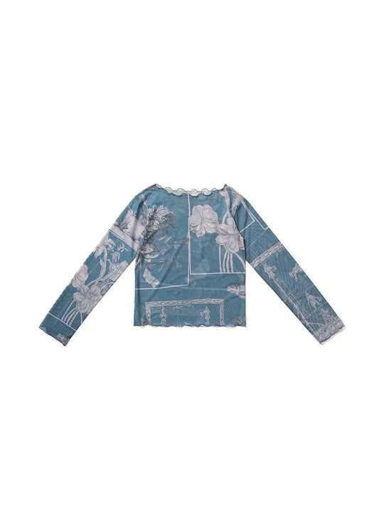 カットソー(長袖+七分) Marte - Marte Sahara Sheer Top Flower Collage sahara Sheer Top｜サハラシアーカットソー – MARTE