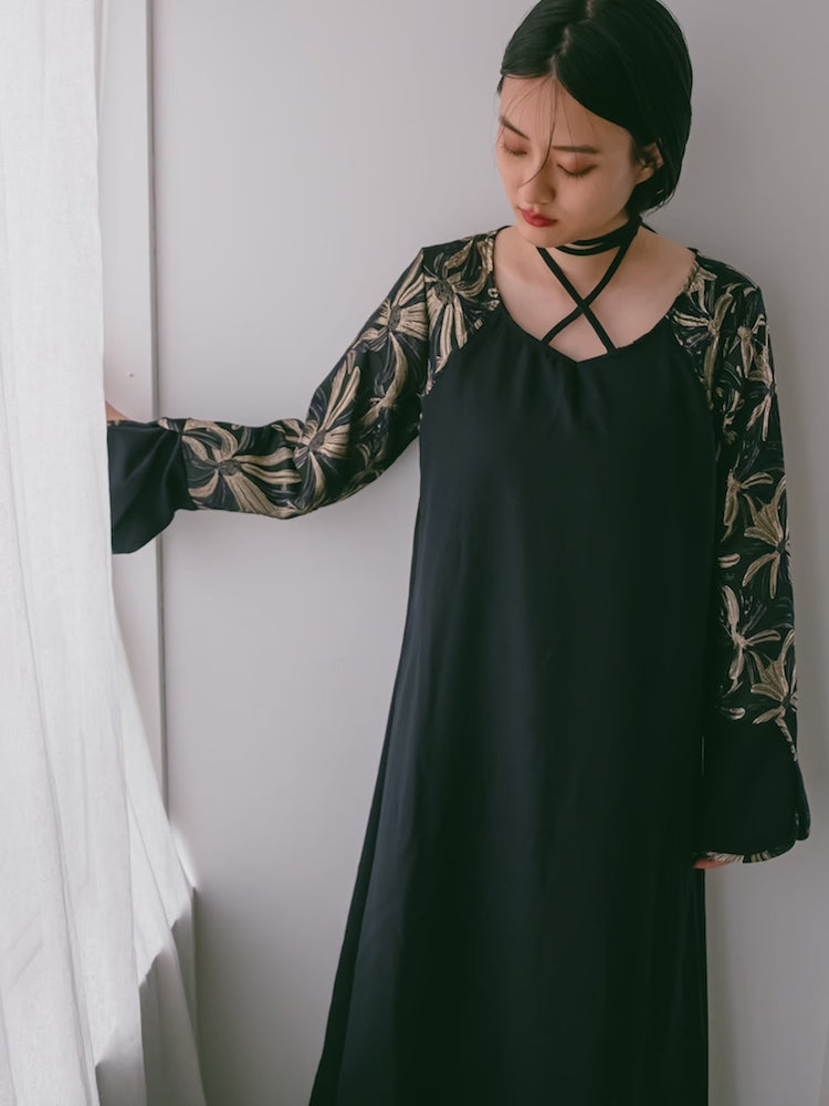 スーツ・フォーマル・ドレス MARTE/sahara Cross Neck JQ Sleeve Dress スーツ・フォーマル・ドレス MARTE/sahara Cross Neck JQ Sleeve Dress